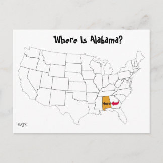 Waar is Alabama? Briefkaart