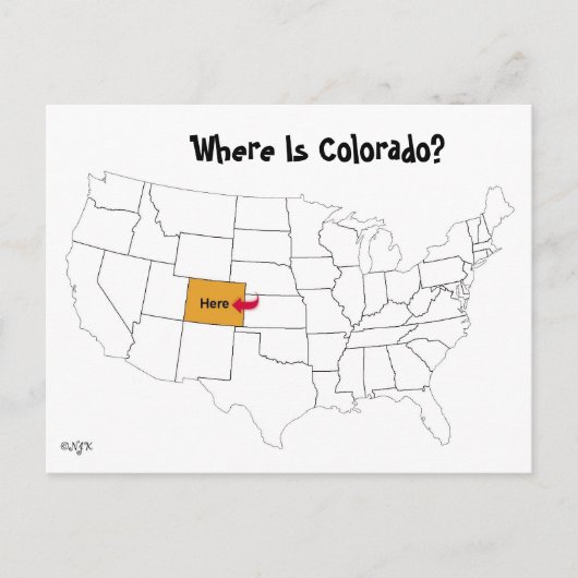 Waar is Colorado? Briefkaart (Voorkant)