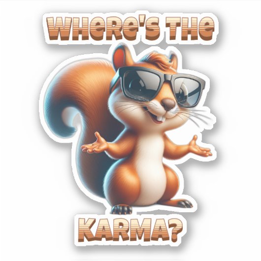 Waar is de Karma Funny Squirrel in Shades Sticker (Voorkant)