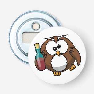 "WAAR IS DE PARTIJ?" DRINK OWL BUTTON FLESOPENER