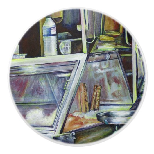 Waar is de viskop curry? Singapore Keramische Knop (Voorkant)