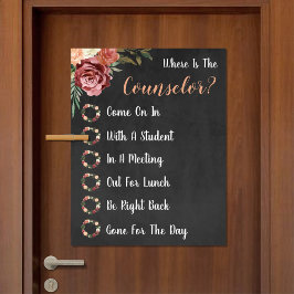 Waar is het deurbord van de Kantoor van de raadgev Poster