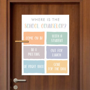 Waar is het deurbord van de Kantoor van de raadgev Poster