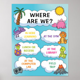 Waar is het thema dinosauriërs? poster