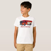"Waar is het vuur?" Red Fire Engine Fun T-Shirt (Voorkant volledig)