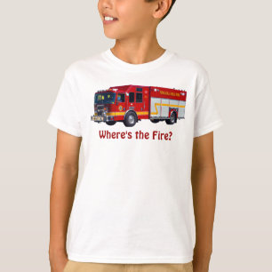 "Waar is het vuur?" Red Fire Engine Fun T-Shirt