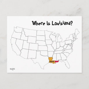 Waar is Louisiana? Briefkaart
