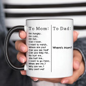 Waar is mam? grappige ouder mok