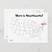 Waar is Massachusetts? Briefkaart (Voorkant / Achterkant)
