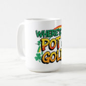 Waar is mijn pot met goud St. Patrick's Day? Koffiemok (Voorkant links)