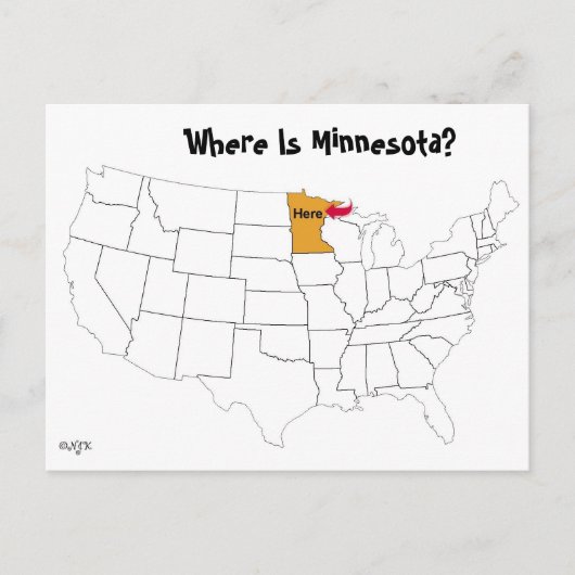 Waar is Minnesota? Briefkaart (Voorkant)