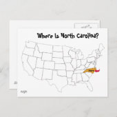 Waar is North Carolina? Briefkaart (Voorkant / Achterkant)