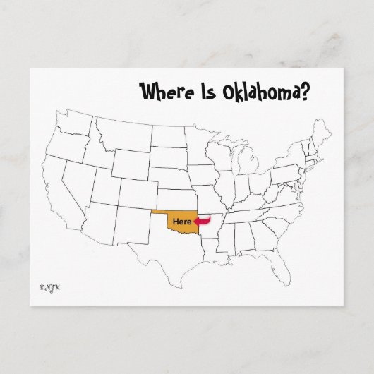 Waar is Oklahoma? Briefkaart (Voorkant)