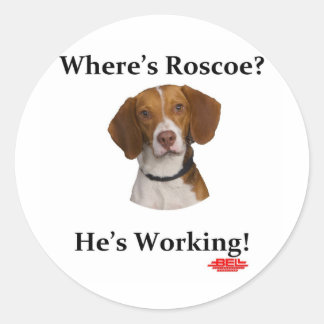 Waar is Roscoe? Ronde Sticker