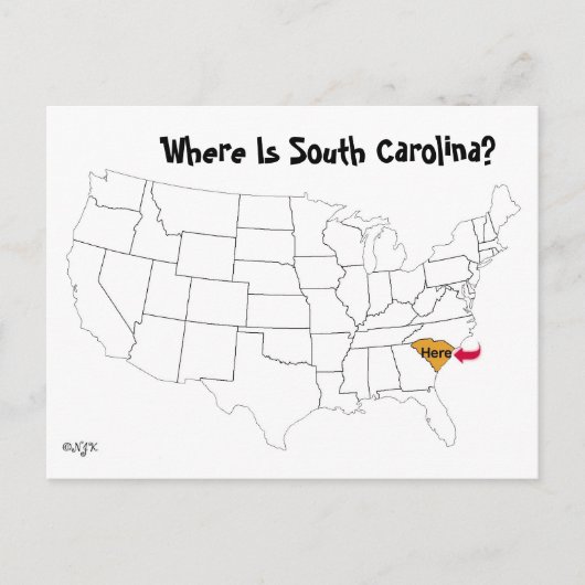 Waar is South Carolina? Briefkaart (Voorkant)