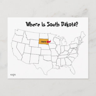 Waar is South Dakota? Briefkaart