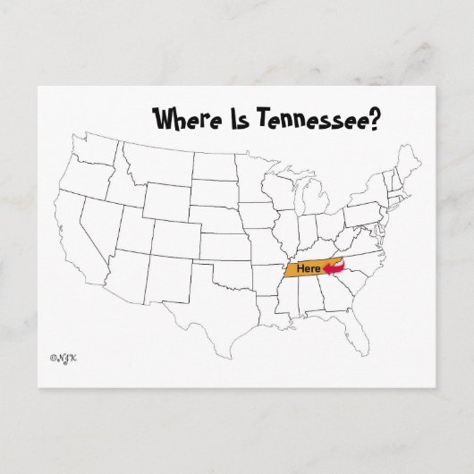 Waar is Tennessee? Briefkaart (Voorkant)