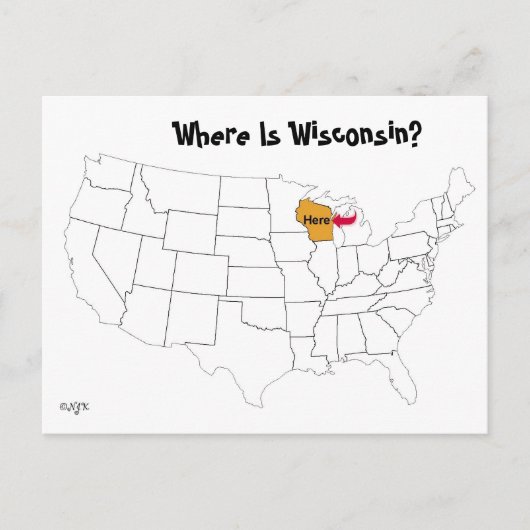 Waar is Wisconsin? Briefkaart (Voorkant)