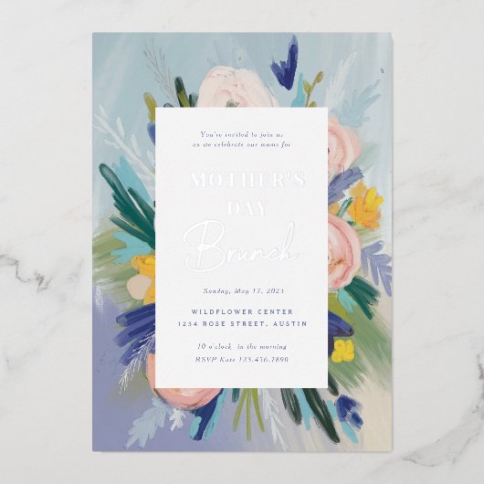 Waar Love Moederdag Brunch groeit Folie Uitnodiging (Voorkant)