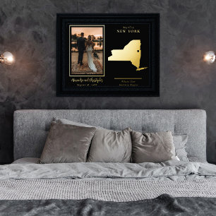 Waar onze reis begon met New York Wed Foto Folie Afdrukken
