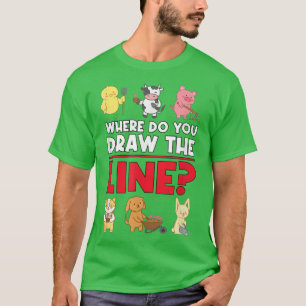 Waar tekent u de lijn vegetarische vegetatie? t-shirt