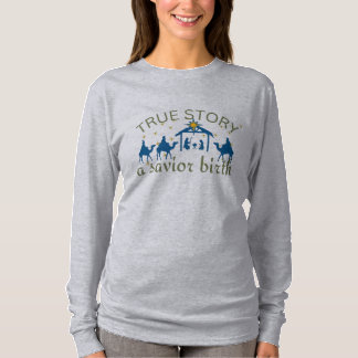 Waar verhaal, geboorte Jezus geboorte advent Kerst T-shirt
