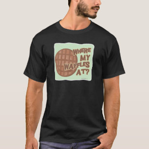 Waar wafels op schimmelige Cartoon donker T-shirt