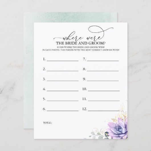 Waar waren de BRIDE en het GROOM-fotospel? (Voorkant / Achterkant)