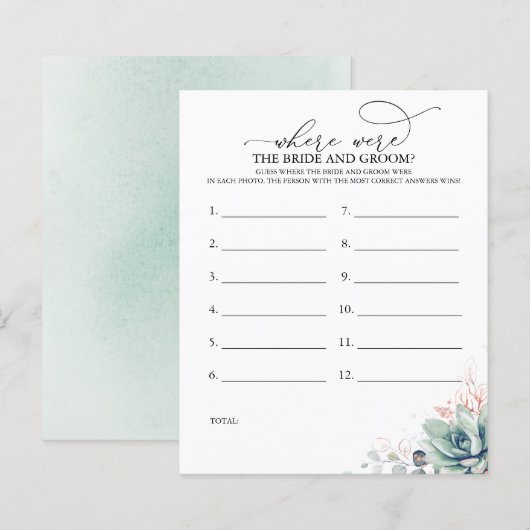 Waar waren de BRIDE en het GROOM-fotospel? (Voorkant / Achterkant)