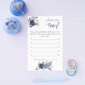 Waar waren ze? Blue Flowers Shower Game Kaart (Enkel)