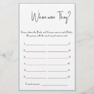 Waar waren ze? Shower Game Kaart Flyer