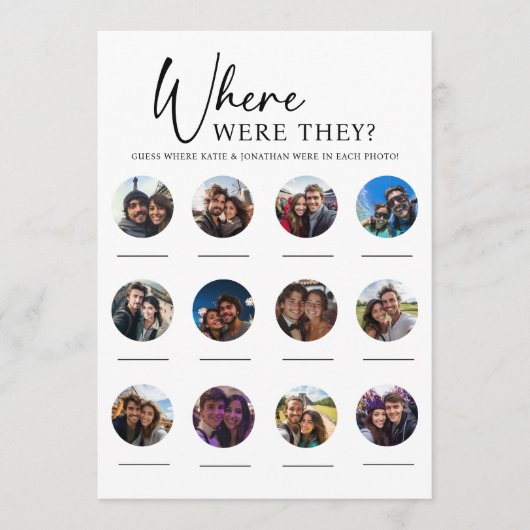 Waar waren ze Verloving bruiloft spel 12 foto's Kaart (Voorkant)