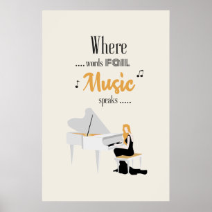 Waar woorden ontbreken, spelen vrouwen piano poster