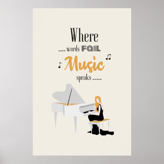 Waar woorden ontbreken, spelen vrouwen piano poster (Voorkant)