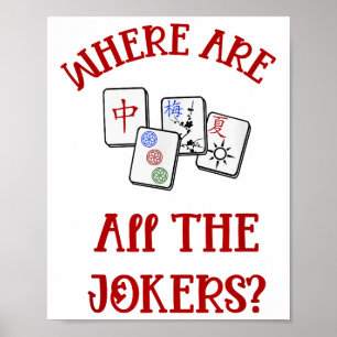 Waar zijn alle grappenmakers grappige mahjong poster