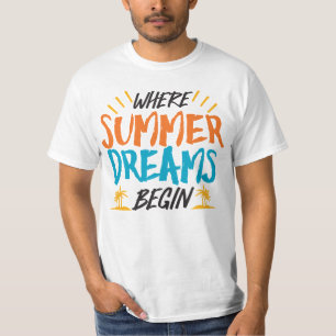 Waar zomerdromen beginnen tropisch paradijs t-shirt