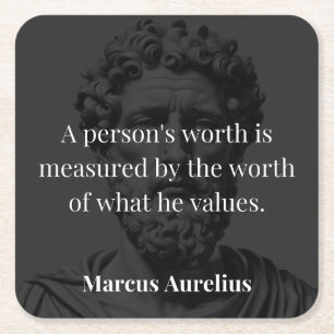 Waarde definiëren: Marcus Aurelius over Waarden Vierkante Kartonnen Onderzetter