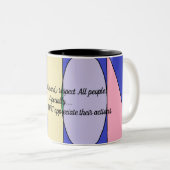 Waarde en respect voor alle mensen-Mok Tweekleurige Koffiemok (Voorkant rechts)