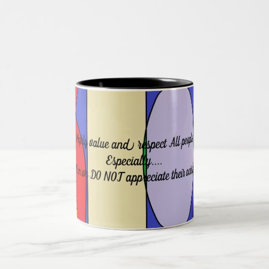 Waarde en respect voor alle mensen-Mok Tweekleurige Koffiemok (Center)
