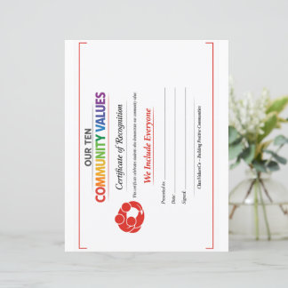 Waarde Inclusie Certificaat Briefhoofd Papier Vel