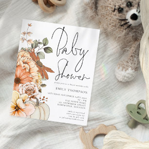 Waarde Pompoen Bloemen Baby shower Invitation Flyer