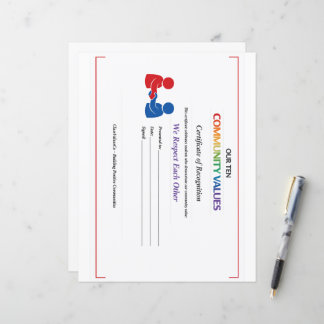 Waarde Respect Certificaat Briefpapier Dun Glanzen