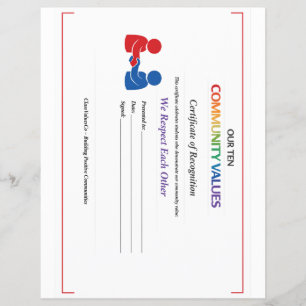 Waarde Respect Certificaat Briefpapier Dun Glanzen Flyer