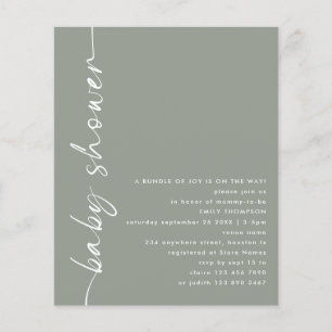 Waarde Rotated Script Sage Baby shower Invitation Flyer