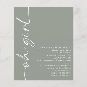 Waarde Script Oh Meisje Sage Baby shower Flyer