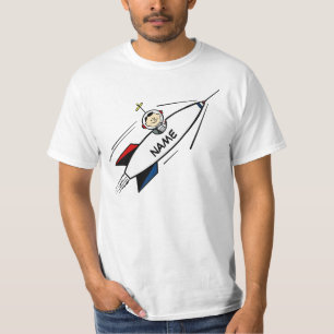 Waarde TShirt, de Cartoon van het Man van de Raket T-shirt