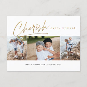 Waardeer elk moment drie foto kerstkaart briefkaart