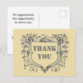 Waardeer Kunde Sierlijk Schild Hartelijk Dank Briefkaart (Voorkant / Achterkant)