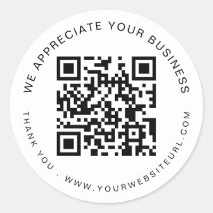 Waardeer Uw Zakelijke QR-code Bedankt Naam Ronde Sticker