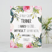 Waardering trainer Citaat Hartelijk dank Kaart (Staand voorkant)